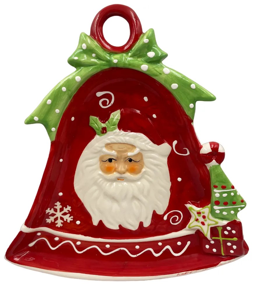 Platou Craciun Xmas Bell 22x23cm, Rosu