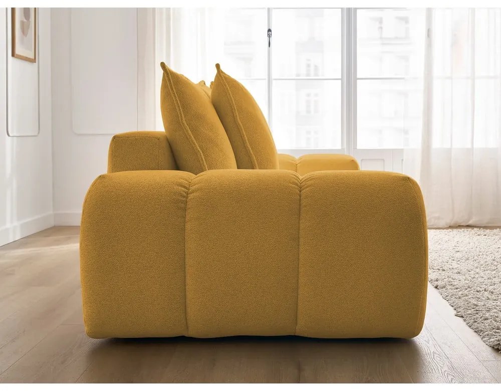 Canapea galben-muștar cu tapițerie din chenille 278 cm Everest – Bobochic Paris