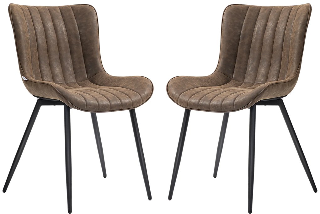 HOMCOM Lot de 2 scaune de sufragerie design modern și capitonat pentru sufragerie, sală de mese, dormitor, maro | Aosom Romania