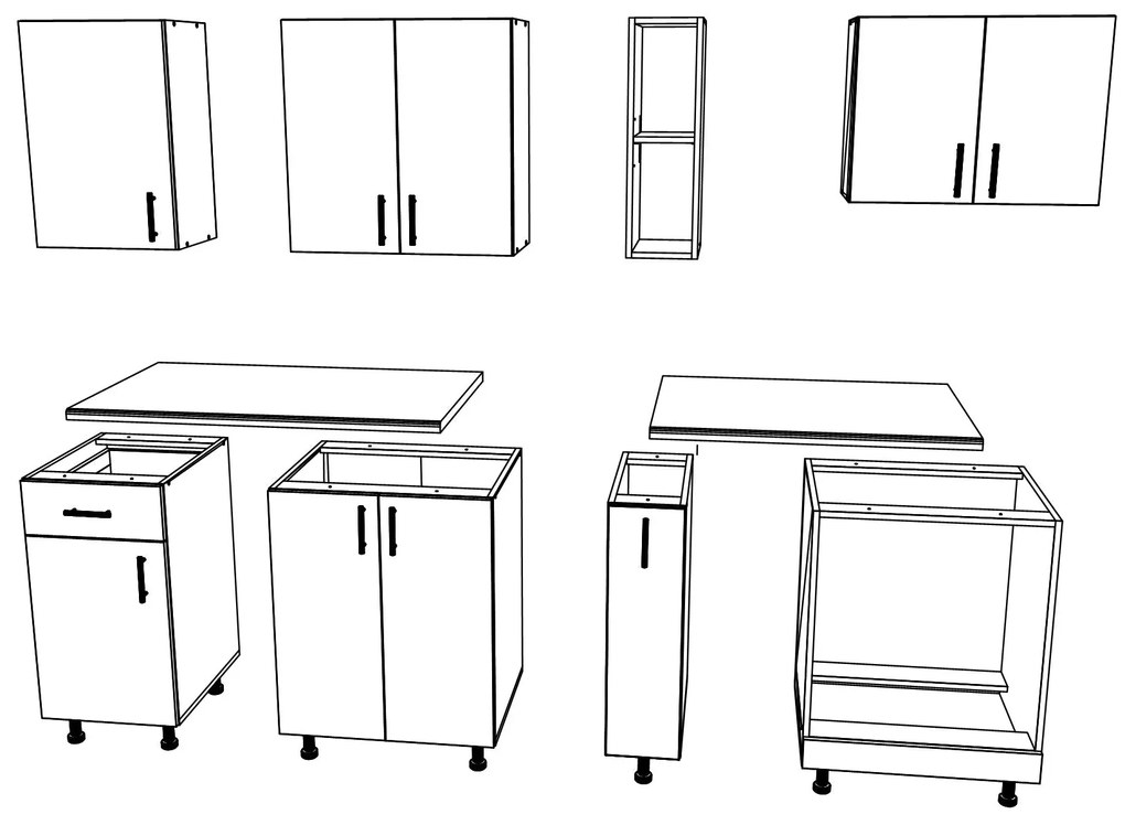 Set haaus V9, Gri Lucios/Alb, MDF, Blat Thermo 28 mm, L 180 cm