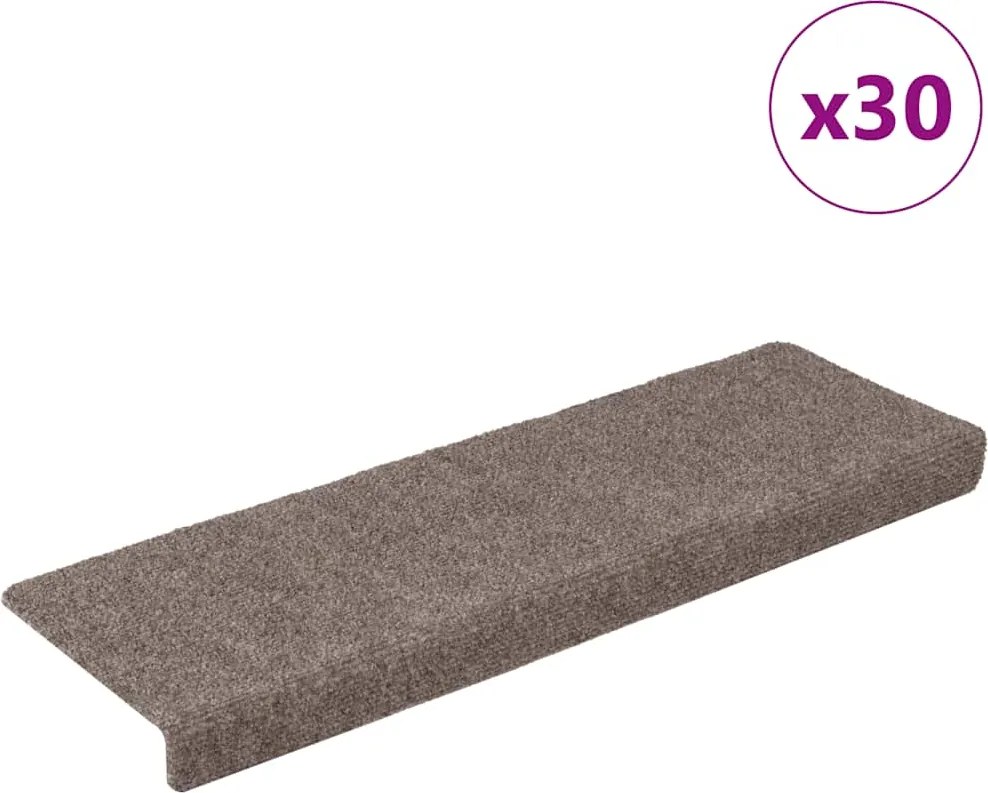 vidaXL Covorașe autoadezive pentru scări, 30 buc., 65x21x4 cm, bej, cu margini dreptunghiulare