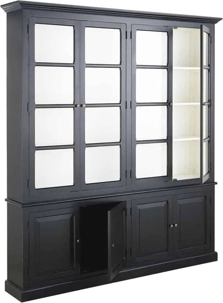 Vitrină lemn masiv gri Noir Antracit, 200 × 35 × 230 cm