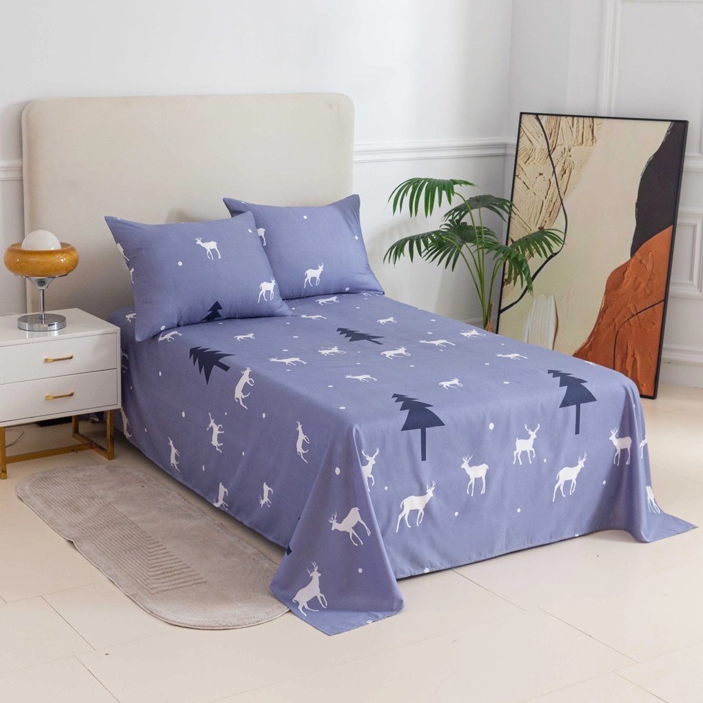 Cearsaf si fata de perna DEER AND TREE Dimensiune: 2 ks 50 x 70 cm | 200 x 240 cm