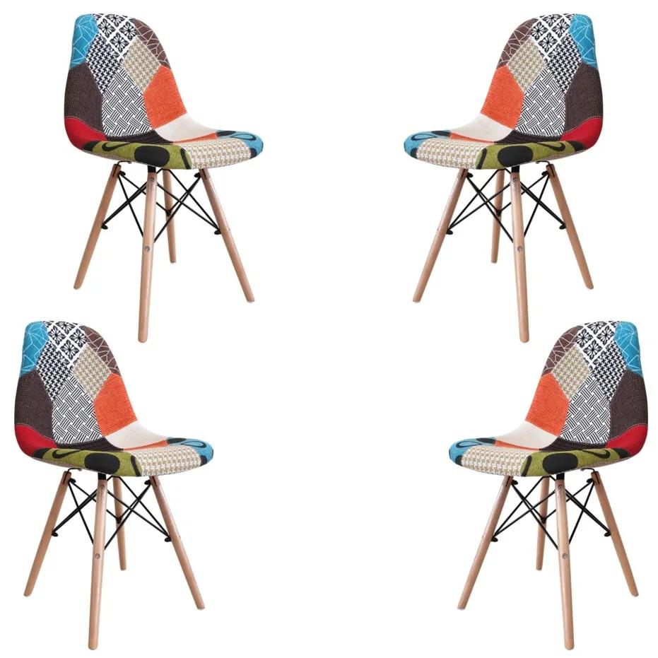 Set 4 scaune dining/bucatarie MF Ariel, textil patchwork