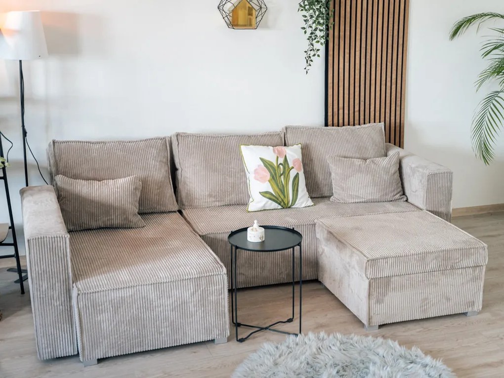 OFERTA Taburet crem SMART COSARO cu spatiu de depozitare 65x65 cm calitate II