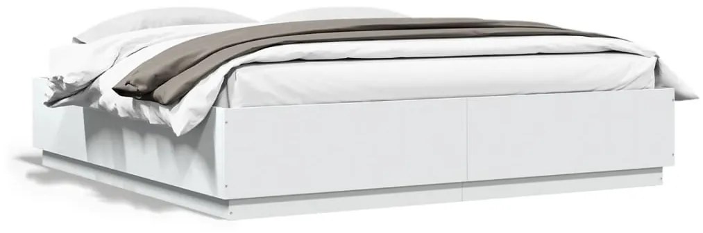3209674 vidaXL Cadru de pat, alb, 200x200 cm, lemn prelucrat