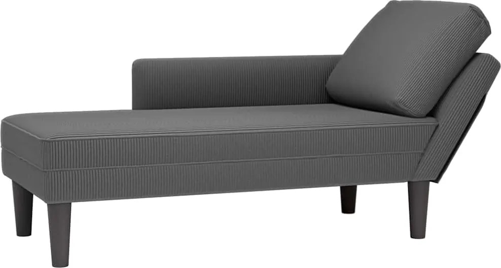 vidaXL Sezlong cu pernă din țesătură din velur gri închis