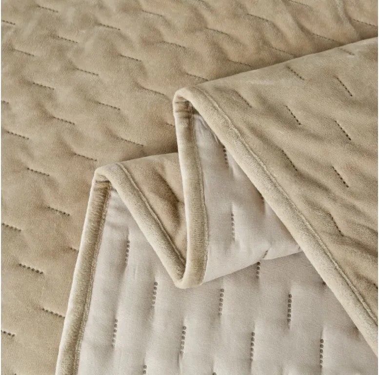 Cuvertura de pat din catifea ASTRALIA, bej Dimensiune: 200 x 220 cm