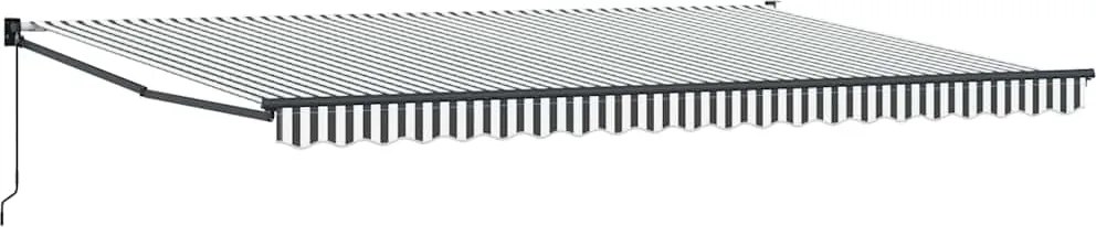 vidaXL Copertină retractabilă antracit/alb, 5x3 m, textil/aluminiu