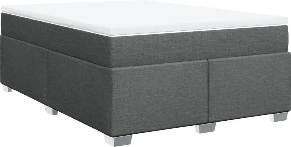 vidaXL Pat continental cu saltea, gri închis, 160x200 cm, țesătură