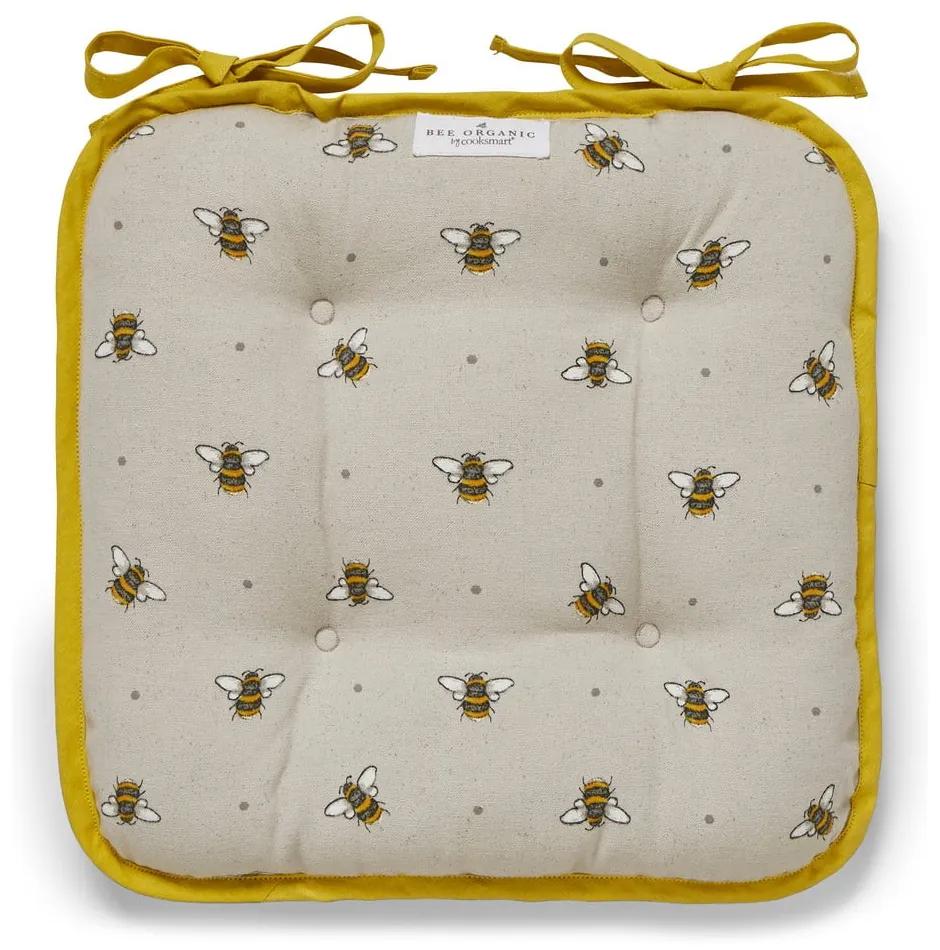 Pernă pentru scaun din bumbac Cooksmart ® Bumble Bees, bej-galben
