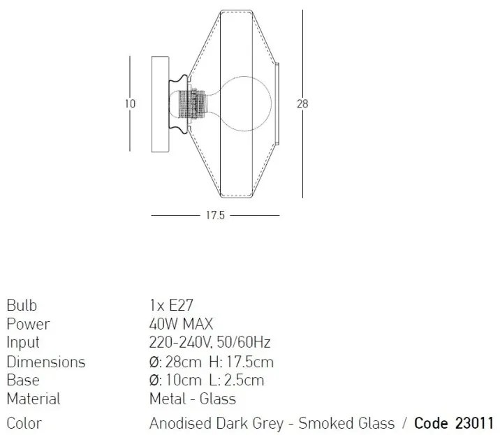 Aplica design decorativ Zenia fumuriu