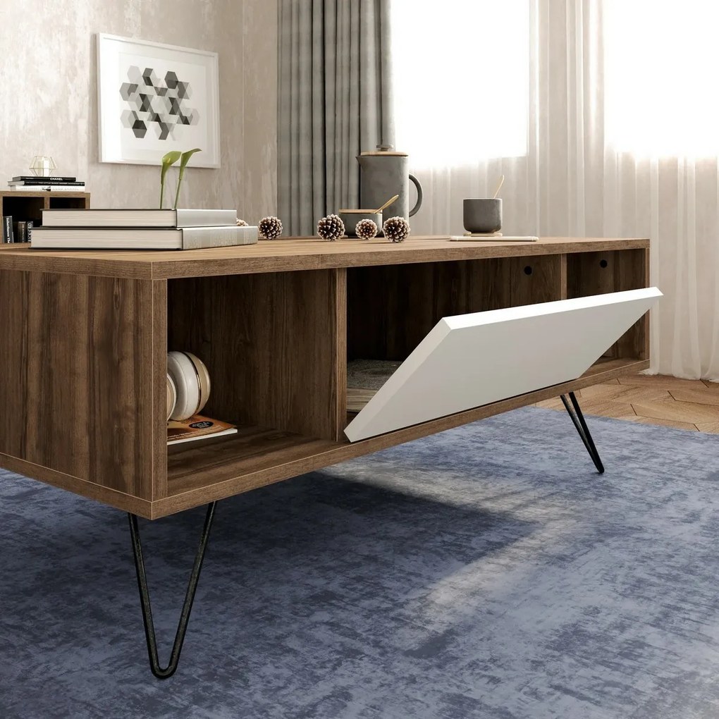 Măsuță de cafea Mistico White and Walnut