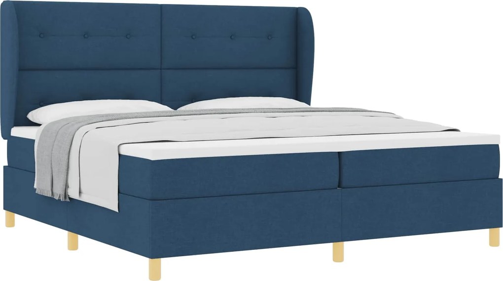 vidaXL Pat cu arcuri cu saltea albastru 200 x 200 cm țesătură