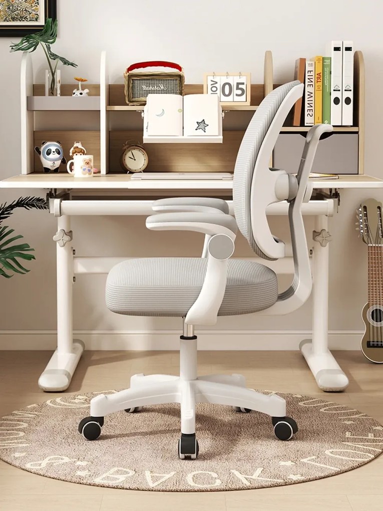RESIGILAT- Scaun ergonomic pentru copii, spatar reglabil inaltime, rotativ, Gri