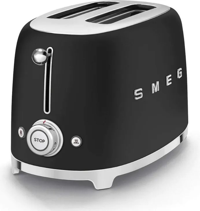 Prаjitor de pаine SMEG 50's Style TSF01BLMEU, 950 W, 2 felii, 6 trepte, Tava pentru firimituri, Cablu integrat, Otel inoxidabil, Negru mat
