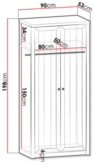 Dulap de haine Patrick PT13 (pin andersen + Stejar lefkas închis). 1122803