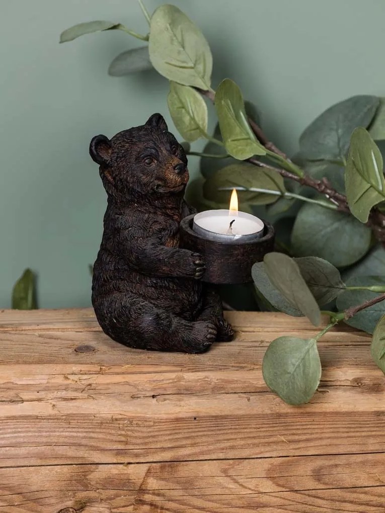 Suport de lumanare, tip pastila, din rasina, Bear