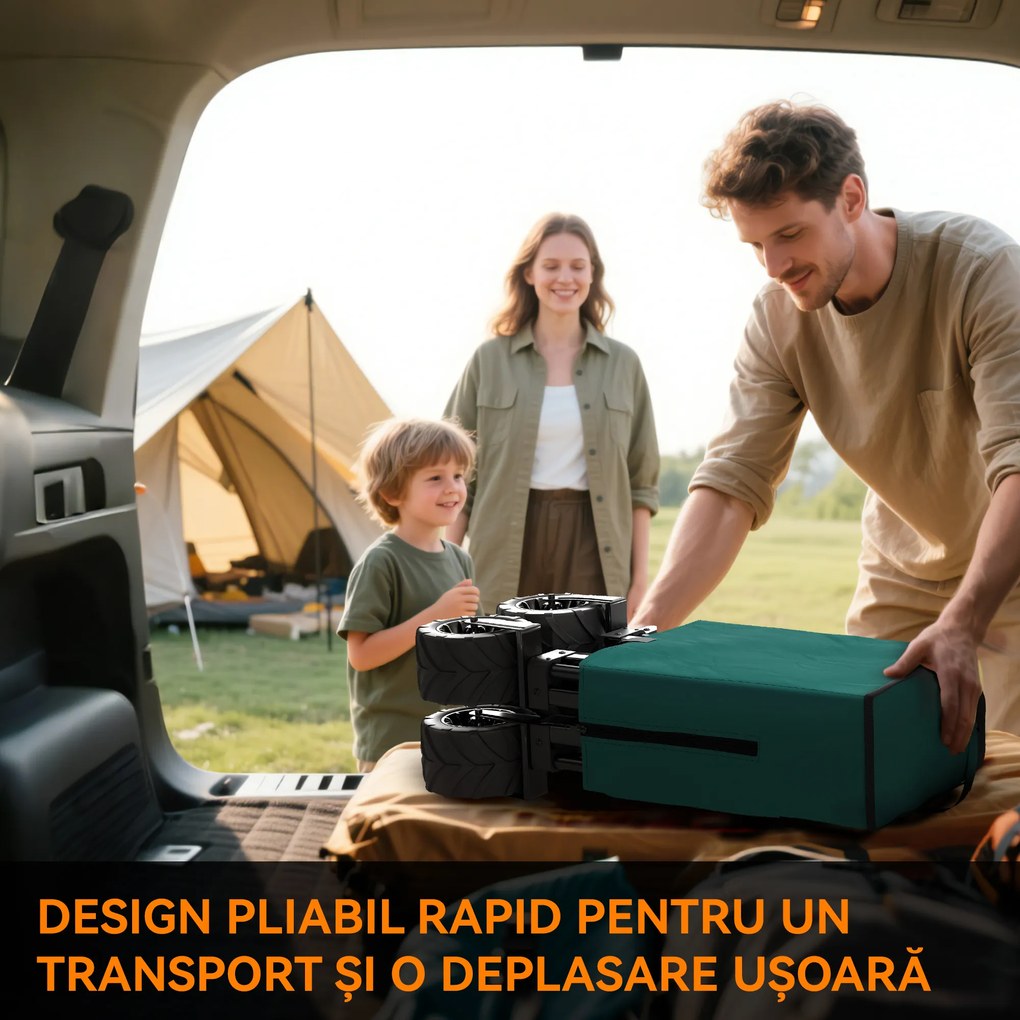 Outsunny Cărucior de Grădină cu Mâner Telescopic, Cărucior pentru Transport Obiecte până la 70 kg, 108x55 cm, Verde | Aosom Romania