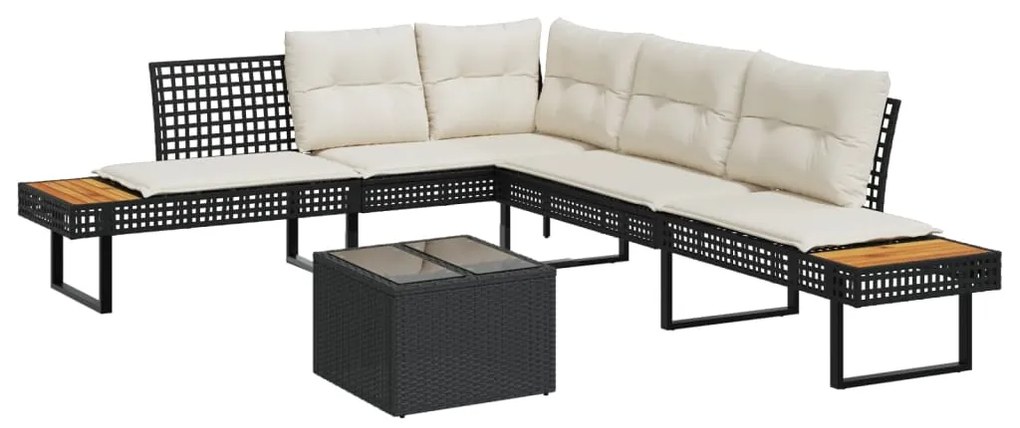 vidaXL Set canapea de grădină 2 piese cu perne negru sticlă/poliratan