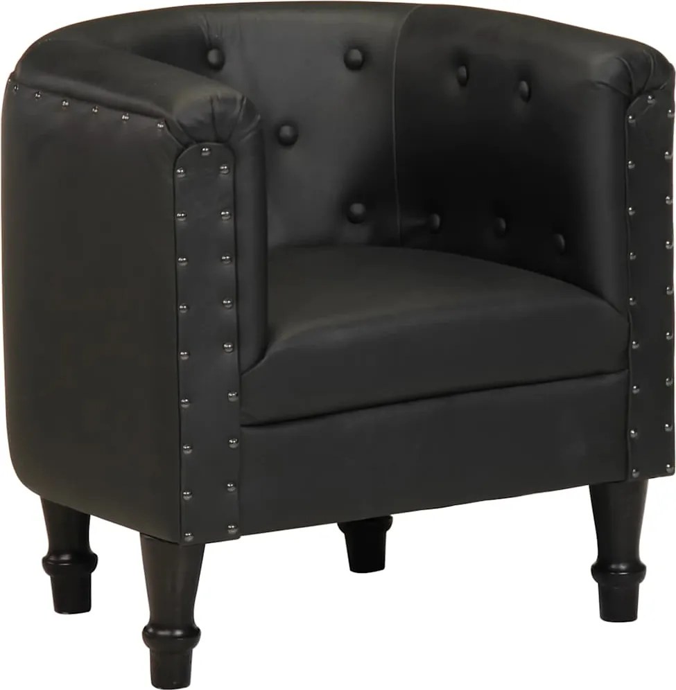 vidaXL Fotoliu, negru, piele naturală