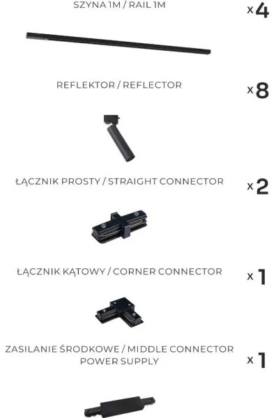 Zuma Line 3588 - Spot pe șină LULU 8xGU10/35W/230V negru