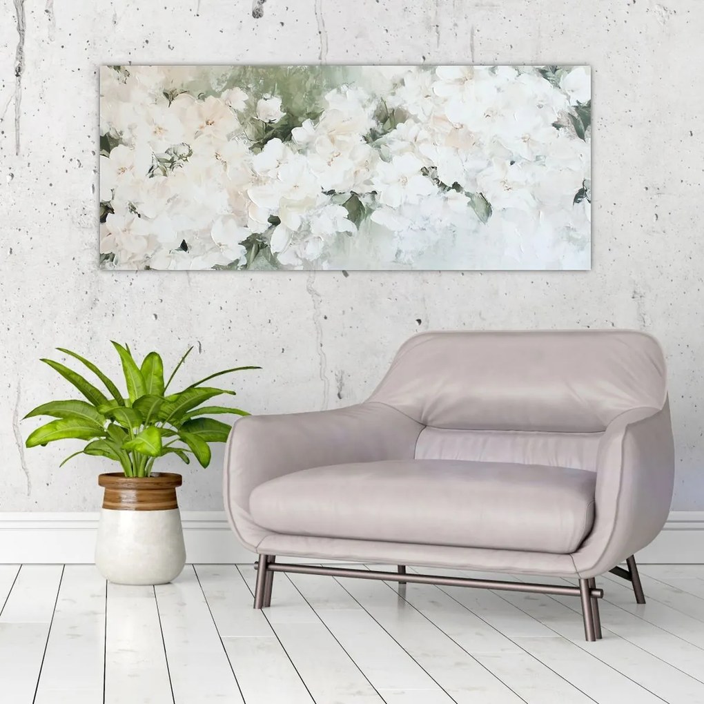 Tablou - Abstracție de Flori Albe (120x50 cm)