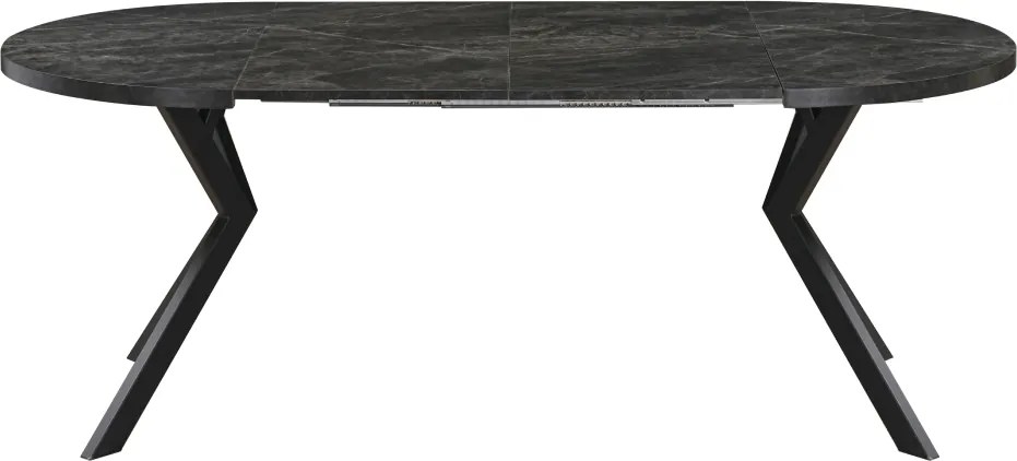 Masă de sufragerie extensibilă, beton închis/negru, 100-250x75,5 cm, LUKOS