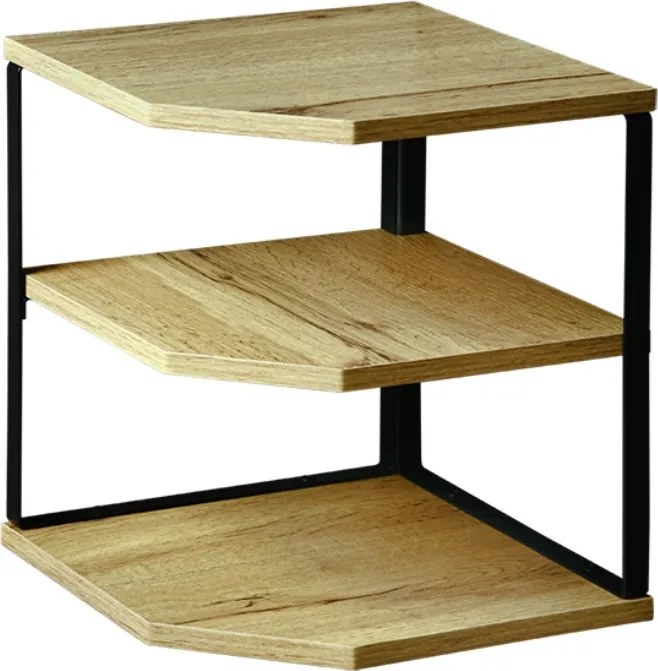 Raft de colt Kesper 27833, MDF, 3 niveluri, 28 x 26 cm, pana la 10 kg, Negru/imitatie de lemn