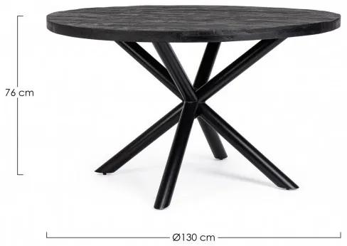 Masa dining pentru 6 persoane neagru fibra din lemn de Mango, ∅ 130 cm, Hastings Bizzotto