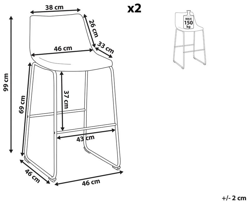 Set scaune tip bar 2buc. Franklin (gri). Promo -40%. 1009966