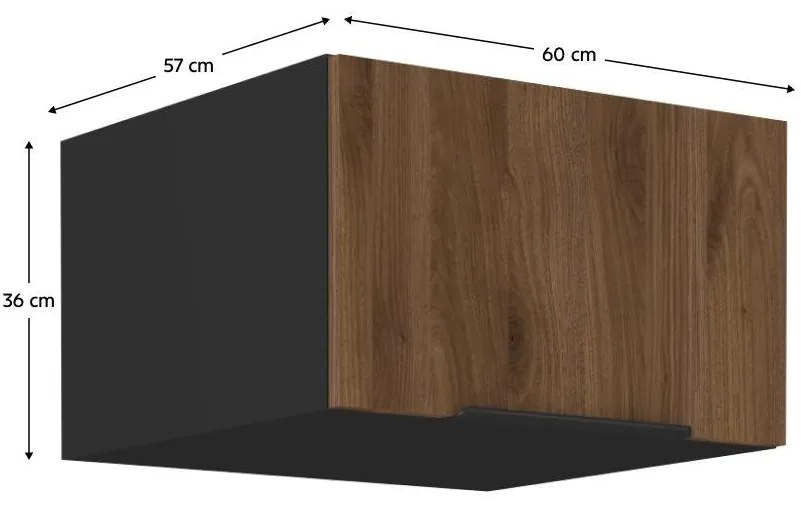 Dulap superior de bucătărie Monzesa 60 NAGU 36 1F (nuc okapi + negru) . 1096951