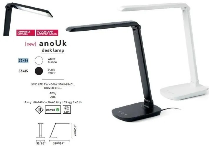 Veioza de masa / birou moderna neagra, ANOUK LED 53415