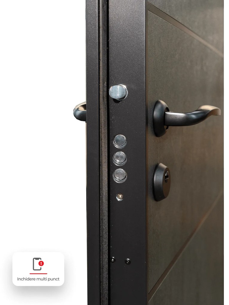 Usa metalica de intrare in apartament cu izolatie fonica   termica - Culoare Ciment Gri Inchis   Alb  Nuc ST, Gri Ciment / Alb