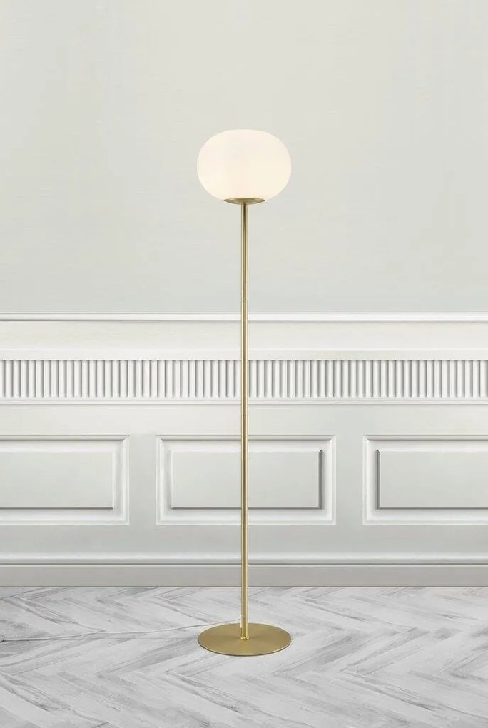 Lampadar, Lampa de podea design nordic Alton, alama/ alb 2010514001 NL