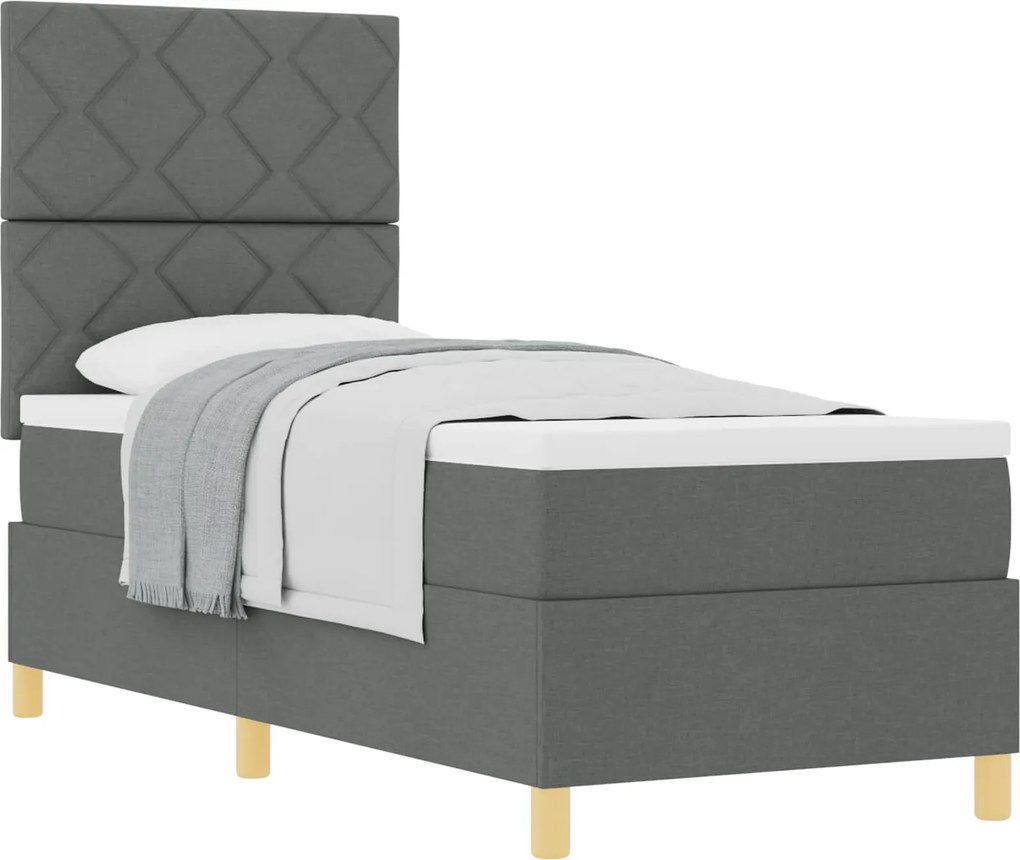 vidaXL Pat cu arcuri cu saltea Gri închis 80 x 200 cm țesătură