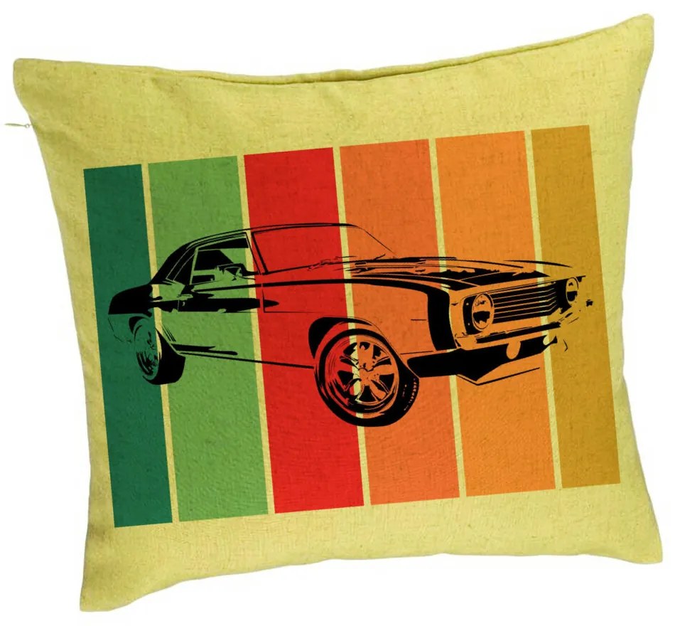 Perna Decorativa, Model Retro Car, 40x40 cm, Verde, Husa Detasabila, Burduf