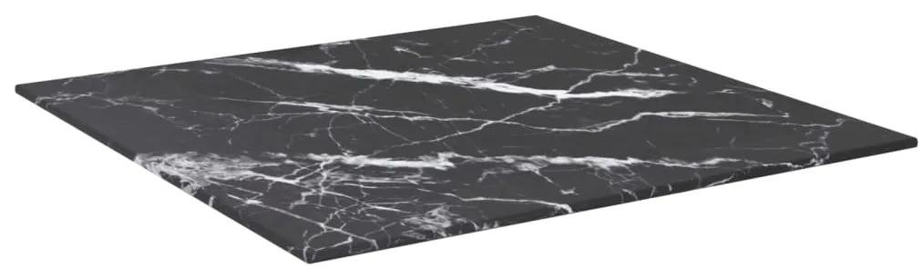 322270 vidaXL Blat masă negru 50x50 cm 6 mm sticlă securizată design marmură