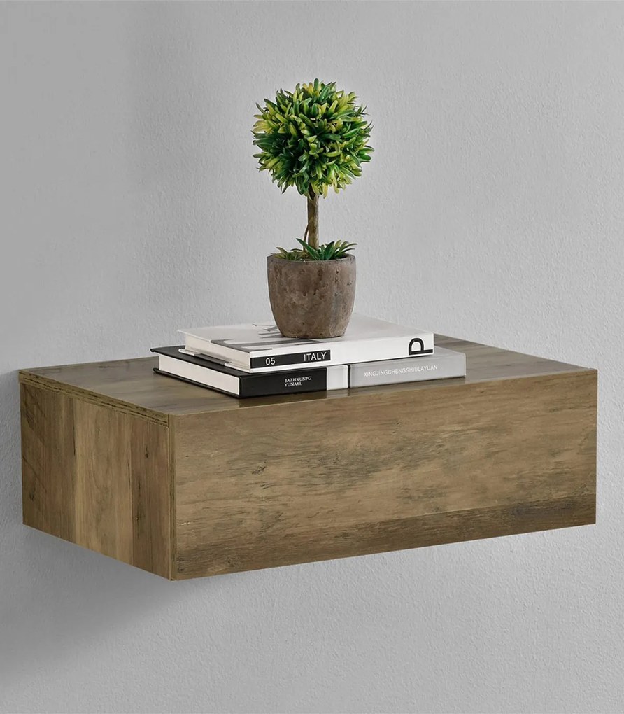 Noptiera montabila pe perete un sertar 46 x 30 x 15 cm PAL aspect lemn stejar