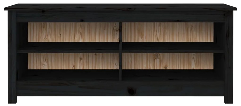 Bancă pentru pantofi, negru, 110x38x45,5 cm, lemn masiv de pin