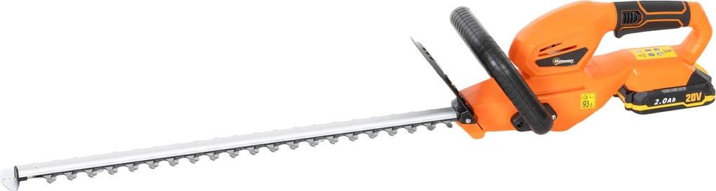 Outsunny Foarfecă de Tuns Gard Viu pe Baterie 18V, cu Baterie de 2Ah, Încărcător, Lamă Dublă de 51cm pentru Crengi, Arbuști și Ramuri, Portocaliu | Aosom Romania