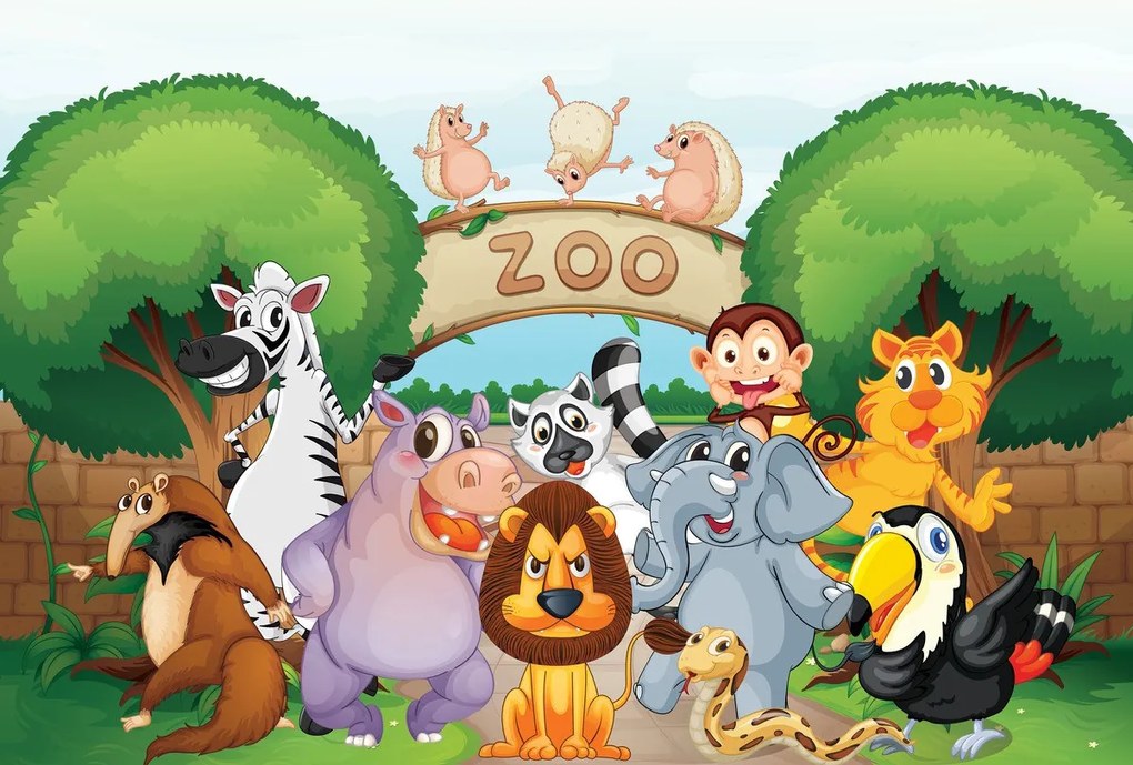 Fototapet - Veselie la Zoo (147x102 cm)