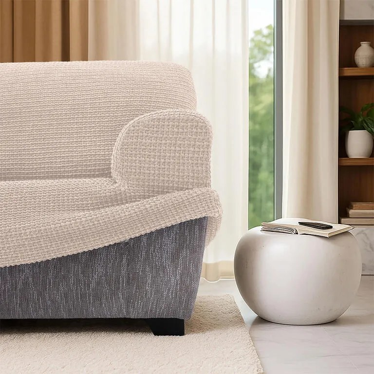 Huse super elastice RUBINIA smântânii taburet (40 - 60 cm)