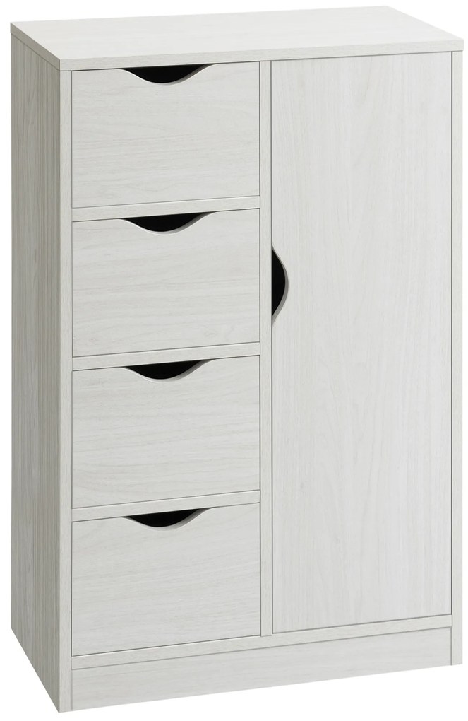 HOMCOM Mobilier Dulap Baie cu 4 Sertare si 2 Niveluri, Modern si Practic pentru Baie, Alb | Aosom Romania