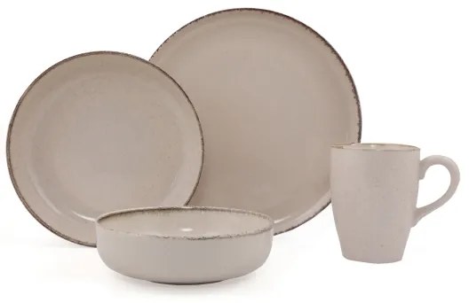 Set de masă 16 piese, bej, porțelan
