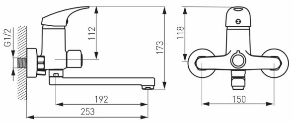 Baterie de cadă FERRO ONE, crom lucios
