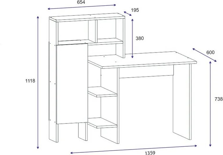 Masă de birou Bugra Anthracite and Oak