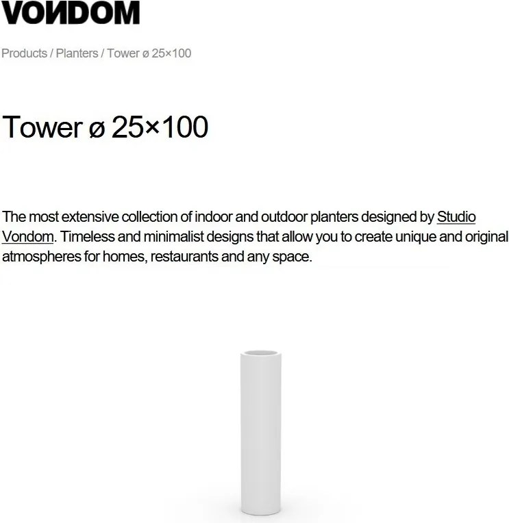 Ghiveci plante design decorativ exterior/interior TOWER 25×100cm