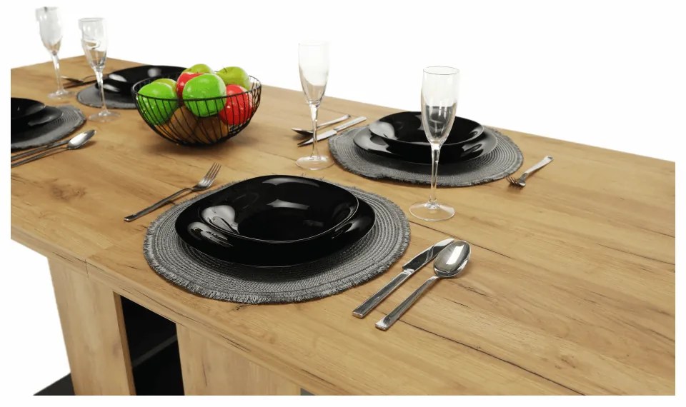 Masa dining, stejar craft auriu   grafit gri, 155-204x86 cm, FIDEL