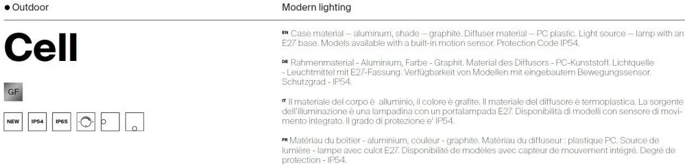 Aplica cu senzor de miscare iluminat exterior IP54 Cell